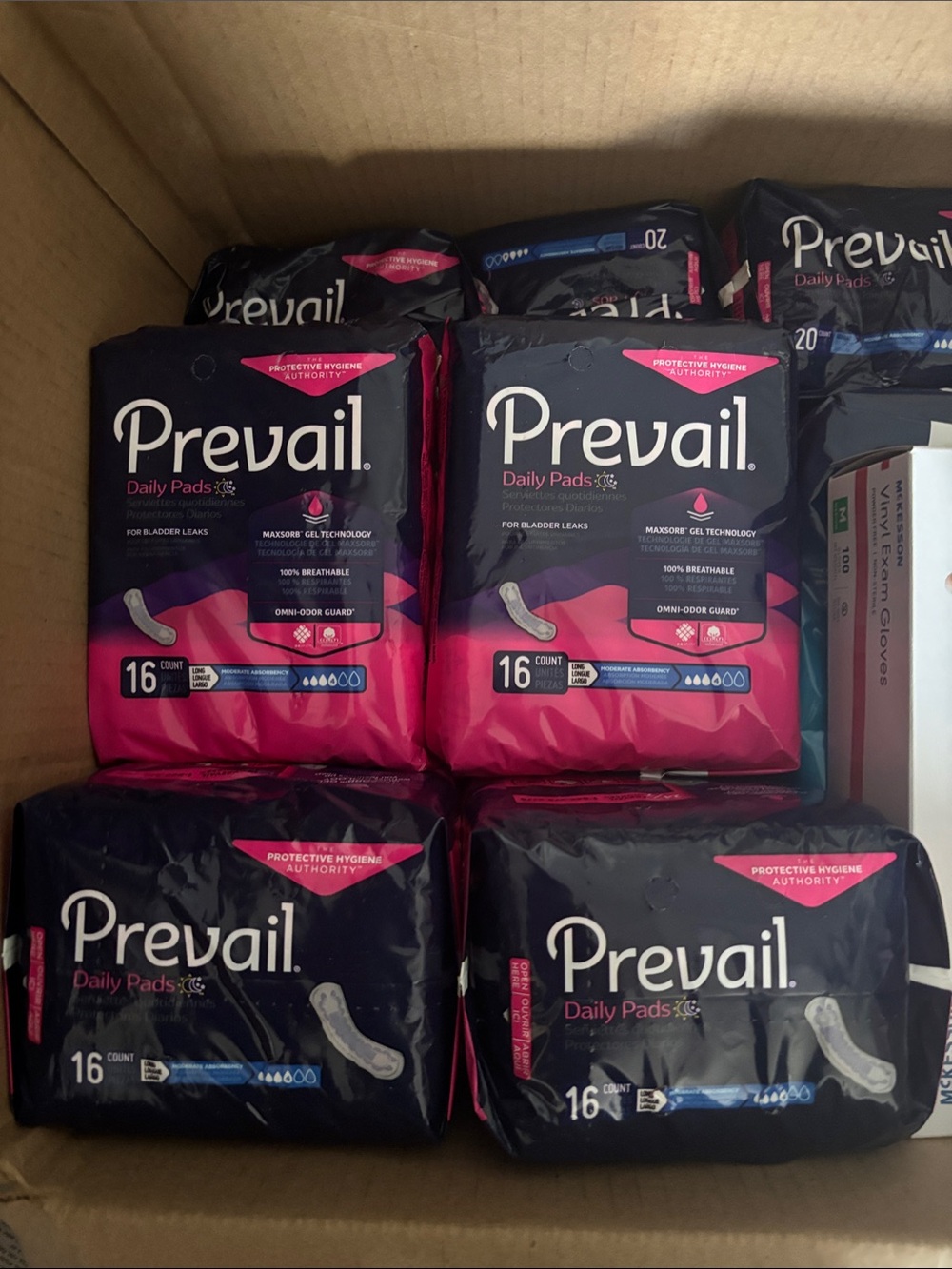 Prevail Daily Pads, Pink and Navy - 16 Count